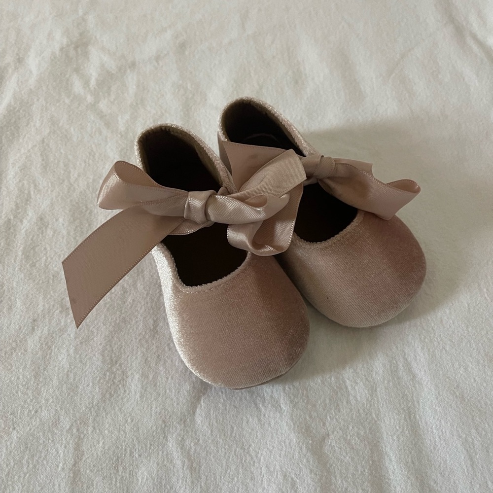 Baby Girl Mauve Pink Mary Jane Anti-Slip Rubber Sole Bow Dress Shoes Size 3